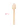 Cuchillo y tenedor de madera desechables cuchara al por mayor protección ambiental vajilla de abedul logotipo degradable tenedor cuchara de madera para helado postre