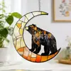 Oso Pardo en la Luna Atrapasoles de Vidrio de Color Decoración Irregular para Colgar en la Ventana Exclusivo Transfronterizo Decoración del Hogar