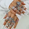 Anillo Punk Cara de Calavera Oscura Transfronterizo Europeo y Americano Conjunto de Anillos Exagerados Vintage Araña Carta de Póker