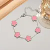 Pulsera de Acero de Titanio Trébol de la Suerte Flor de Cinco Hojas, Trébol de Cinco Hojas para Mujer, Lujo Asequible con Tacto Premium, Joyería de Acero Inoxidable Impermeable 18K