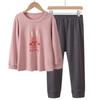 Conjunto de Roupas de Casa Outono e Inverno Infantil Meninos e Meninas Crianças Médias e Grandes Pijama Novo Forrado com Fleece Espessado Roupas Quentes para Pais e Filhos