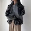 Chaqueta de cuero casual versátil de estilo americano, moderna, retro, para el trabajo, con bolsillo con cremallera, holgada, para mujer, nueva para primavera y otoño
