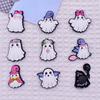 Zuecos Lindos de Fantasma Pequeño Zapato Flor Dibujo Animado Halloween Hebilla Decorativa en la Parte Superior Goma Suave de PVC Accesorios para Zuecos