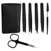 Conjunto de 6 Pinças para Sobrancelha com Tesoura Curva, Escovinha para Cílios, Pinças Depiladoras Faciais, Pinça para Sobrancelha