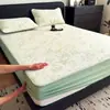 2026 Nuevo Modelo Grado A Polietileno Serie de Plantas Verdes Jacquard Enfriamiento Alfombrilla Suave 90*200cm Juego de Dos Piezas