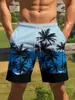 Calções de Praia Masculinos Europeus e Americanos Amazon Transfronteiriços Estampados 3D Férias Havaianas Casuais Calções de Banho Masculinos