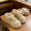 Botas de Nieve Cálidas Versátiles, Zapatos Peludos para Combinar con Faldas, Zapatos de Algodón, Invierno 2026, Suela Gruesa, que Aumentan la Altura, Forro Polar, Moda, Zapatos Birkenstock