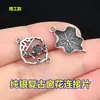 Prata de lei S925 peça de conexão espaçador grade de janela folha de lótus retrô pulseira trançada pulseira de cordão colar acessórios DIY feitos à mão