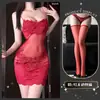 Qingshe Lingerie Sexy Puro Desejo Tentação Lingerie Provocante Alça de Renda Camisola Roupas Divertidas para Jovens Mulheres