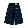 Calça jeans cropped solta retro básica bordada oldschool high street vintage hip-hop americano