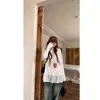 Camiseta de Manga Larga con Retazos de Encaje Estilo Coreano para Mujer, Otoño e Invierno 2026, Corte Holgado, Para Superponer, Top con Dobladillo de Encaje