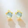 [Doce Signos del Zodiaco Mono] Pendientes de Jade Azul Agua Natural Grado A, Diseño de Nicho Estilo Chino, Pendientes Suaves y Lindos para Mujer