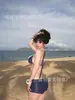 Biquíni Novo Estilo Coreano Estilo Resort Sexy Menina Quente Seio Pequeno Push-Up Retro Bolinhas Saia Dividida Roupa de Banho para Mulheres