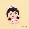 512 Decoración para pastel Feliz Día de la Enfermera, tulipán blanco ángel jeringa caja de medicinas adorno decorativo