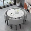 Mesa y Sillas Sencillas para Recepción de Negocios Juego de Una Mesa Cuatro Sillas Mesa Redonda Pequeña Casual para Recepción Área de Descanso Mesa de Comedor para Tienda