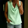 2026 Verão Europeu e Americano Transfronteiriço Novo Comércio Exterior Roupas Femininas Amazon Gola Alta Colete Algodão Linho Casual Sem Mangas Camisa
