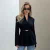 Blazer Entallado Transfronterizo Europeo y Americano Otoño e Invierno 2025 Nuevo Escote en V Entallado Elegante Blazer de Oficina para Mujer