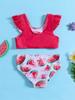 Traje de baño de dos piezas dividido para niñas pequeñas de comercio exterior con estampado de sandía y estrella de cinco puntas para playa