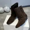 Estación Europea 2026 Botines Cuadrados Estilo Coreano para Mujer Otoño Botas Adelgazantes Caña Corta Botas de Moda Marrón Primavera Otoño Botas para Mujer