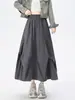 Falda de Capullo de Flor Hinchada para Mujer, Nuevo Estilo de Otoño, Falda Midi Acampanada de Línea A para Mujer Petite, Falda Media Plisada Irregular 10238