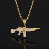 Europeu e americano hip hop colar selo MK48 metralhadora titânio aço banhado a ouro pingente moda hipster INS joias em estoque atacado