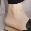 Tobillera de Acero de Titanio con Perlas Doradas Simple de Venta Caliente Transfronteriza Sin Decoloración para Mujer, Tobillera de Verano de Lujo Ligero con Sentido de Alta Gama, Sonrisa, Diamante Individual para Mujer