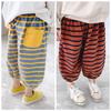 2026 Roupas Infantis Outono Novidades Estilo Coreano Primavera e Outono Calças Listradas com Punho 9/10 Calças Harem 20102