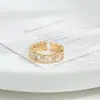 Anel Aberto Personalizado Banhado a Ouro Real com Zircônia para Mulheres, Anel Borboleta de Design Único, Exquisito Anel da Moda para o Dedo Indicador