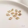 Pingente de Zircônia Banhado a Ouro 14K Preserva Cor Geométrico Quadrado Redondo Coração Inlaid Formato Gota Acessórios para Joias DIY