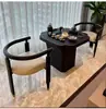 Balcón Nueva Mesa de Té China 2025 Nueva Elegante Pequeña Mesa de Té Doméstica de Madera Maciza Mesa de Té Pequeña de Piedra Negra Dorada