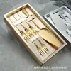 Juego de vajilla para hornear de acero inoxidable cuchillo y tenedor para pastel + logo combinación de cuchillo y tenedor para postre gorro de cumpleaños a juego toallitas