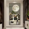 Pintura Decorativa de Pino Acogedor para Entrada, Pintura Colgante para Puerta de Entrada Estilo Chino Nuevo, Agua Corriente Trae Riqueza, Mural de Paisaje para Pasillo