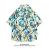 Camisa Floral Retro Vintage Estilo Hong Kong de Manga Corta Diseño Estilo Tailandés Hawaiano Camisa de Marca Atractiva de Moda para Hombres y Mujeres