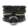 Uma geração de novas pulseiras de couro de quatro peças joias masculinas retrô tecidas punk conjunto de pulseiras atacado