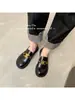 Versión de Piel de Vaca 2026 Estilo Callejero de París~Arco del Triunfo Mocasines Retro de Suela Gruesa Zapatos de Cuero para Mujer para Otoño e Invierno