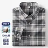 Camisa masculina xadrez 100% algodão de alta qualidade com colarinho de botões, toque premium, nova camisa masculina vintage para primavera e outono 2026
