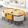 Mesa Ovalada para Conferencias Simple y Moderna para 6-8 Personas Mesa Larga Combinación de Mesa y Silla para Sala de Lectura de Biblioteca Sala de Entrenamiento Recepción