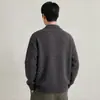 Suéter masculino de lapela em mistura de lã, inverno 2026, corte solto, estilo casual americano, cardigã de tricô de abotoamento simples