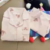 Conjunto de Pijama Xadrez Macio e Fofo Estilo Princesa para Meninas, Conjunto de Duas Peças com Cardigã de Lapela Dupla e Manga Longa para Primavera/Outono, Roupa de Casa para Dormitório Estudantil