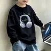 Moletom Fino para Meninos Infantil Manga Longa Crianças Médias e Grandes Gola Redonda Pulôver Camada Base Roupa de Primavera Outono Inverno Top com Pelúcia Menino