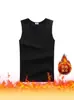 Colete Masculino Outono e Inverno Forrado com Fleece Espessado Roupa Íntima Quente Esportes Fitness Sem Mangas Camiseta Camada Base Tamanho Grande Colete