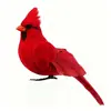Decoración colgante de pájaro rojo de plumas artificiales de Navidad Adorno para árbol de Navidad pájaro de la paz rojo pájaro de espuma de plumas artificiales