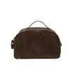 Bolsa de maquillaje amigable para viajar, minimalista y elegante con gran capacidad, color sólido, material de PU, cierre de cremallera y un asa para facilitar su transporte.