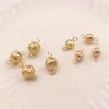 Pendientes Colgantes Clásicos de Cobre Puro de 8 mm Huecos con Exquisita Flor y Bola, Accesorios para Joyería DIY con Cuentas, Materiales para Pasadores y Adornos para el Cabello