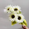 Girassol Artificial de Simulação Flor Falsa 5 Cabeças Haste Grossa Válvula Cuspidal Girassol Estilo Pastoral Flor Decorativa para Casa Hotel Adereços de Fotografia