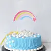 Mini Bolo de Aniversário Arco-Íris Plug-in Nuvem Balão de Ar Quente Letras Feliz Aniversário Decoração de Bolo de Festa