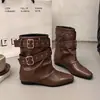 Botas vaqueras occidentales para mujer con aumento de altura interior 2026 Otoño/Invierno Nuevo estilo Botas bootcut Botas cortas Botas Martin de tacón para mujer