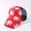 Boné de rede Trucker, boné de pesca, boné de beisebol com estampa de folha de bordo e esponja para homens e mulheres, chapéu de língua de pato para o verão com rede para-sol