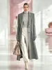 Otoño/Invierno 2026 Ropa Femenina Transfronteriza Nueva Europea y Americana Amazon Abrigo de Lana Dragón y Fénix con Cuello de Traje Abrigo Largo de Lana