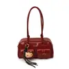 Bolso Boston Maillard Retro para Mujer 2025 Otoño Nueva Moda Tendencia Casual Estilo Extranjero Bolso de Hombro Tipo Bowling